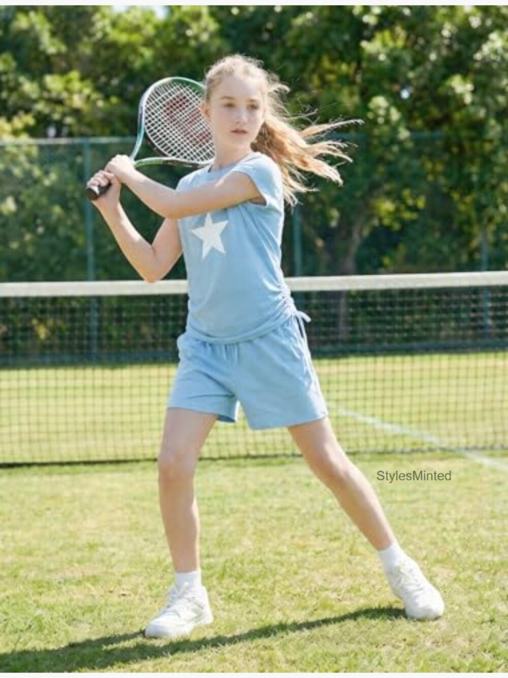 Girls Two Piece Short Set Star Pattern Ruched Drawstring 7-14 Years - Picture 6 of 6
